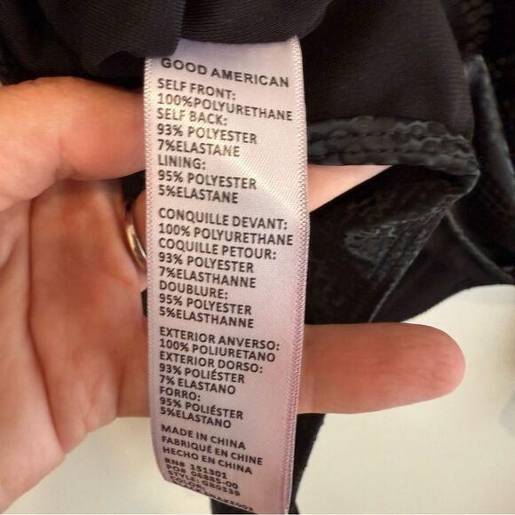 Good American Black Snakeskin Print Faux Leather Long Sleeve Bodysuit - Picture 9 of 9